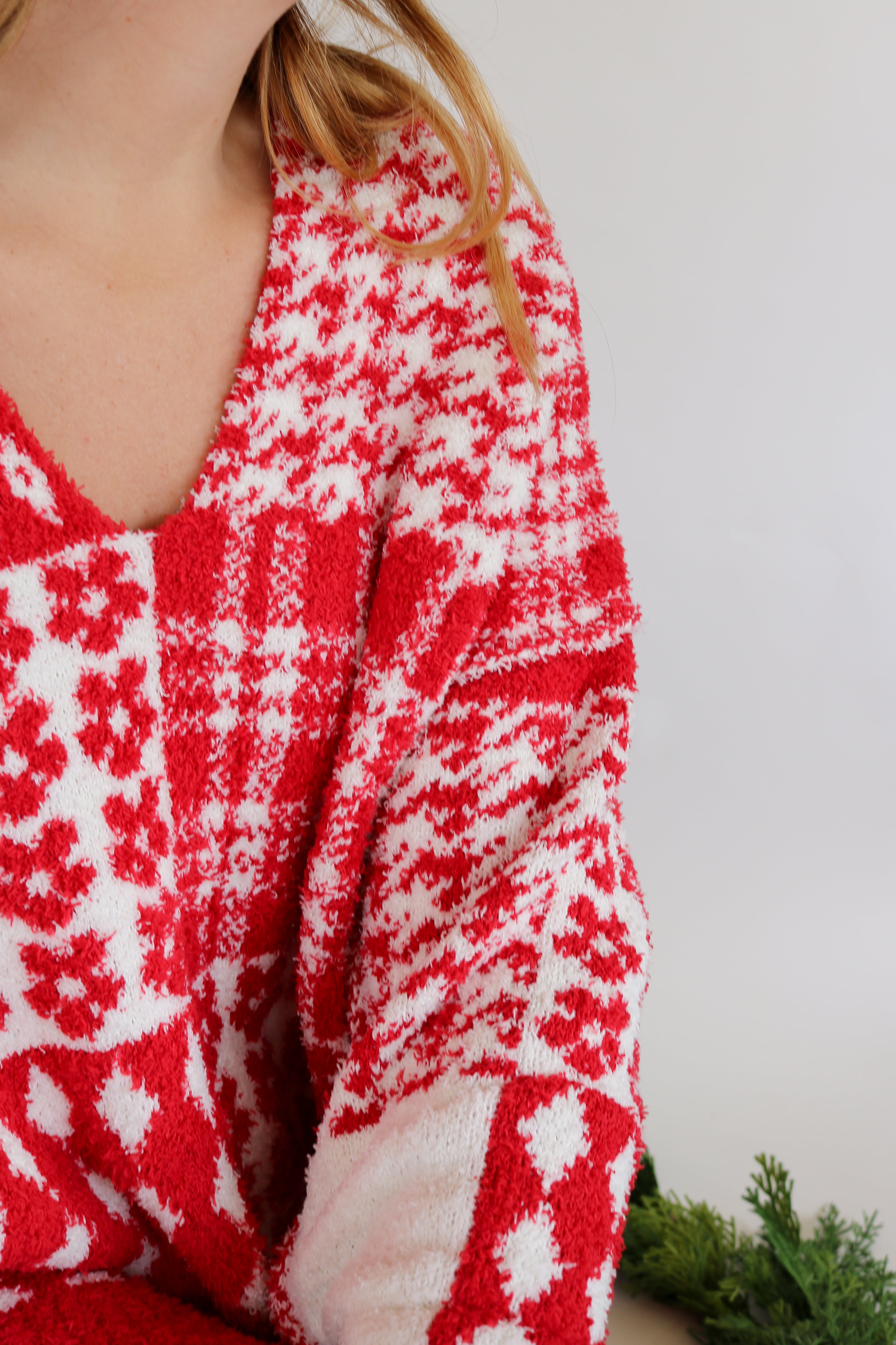Oversized Patterned Sweater in Red